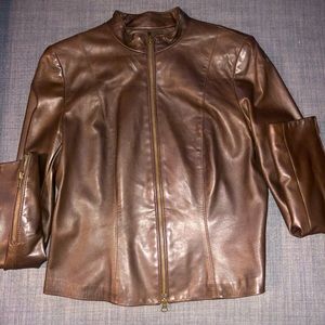 Damier Leather Brown cropped fitted jacket